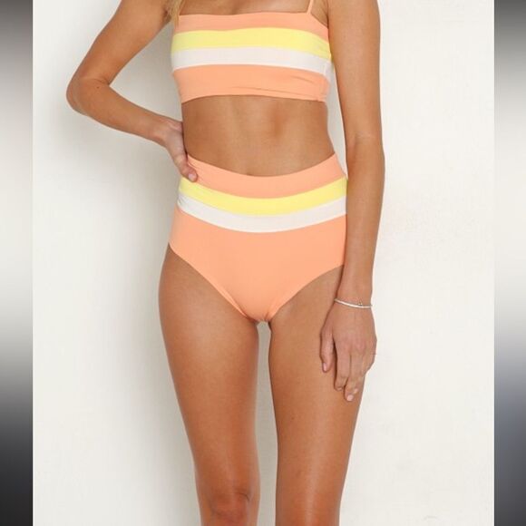 L*Space Orange and Yellow Bikini Retro-Inspired Swimwear S/XS Set - Picture 5 of 8